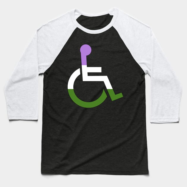 Disabled Genderqueer Pride Baseball T-Shirt by NatLeBrunDesigns